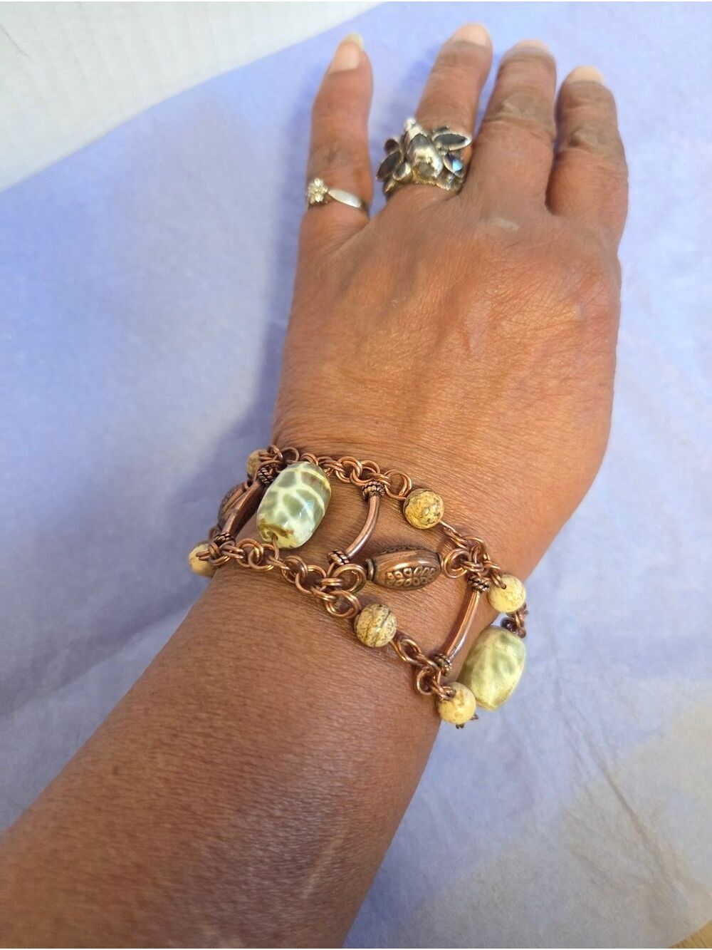 Vintage Copper Chain Mixed Media Ladder Bracelet
